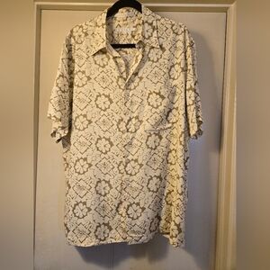 Perry‎ Ellis Floral Casual Button Down Shirt - Cream and Brown